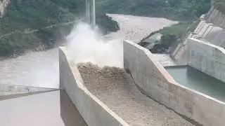 View of Spillway| Spillway open | High flow | Reservoir view | Kaort dam