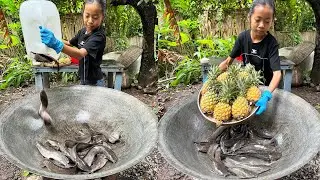Smart girl Pich cook catfish and pineapple with country style - Cooking with Sreypich