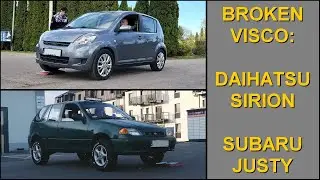SLIP TEST - broken visco - Daihatsu Sirion 4WD and Subaru Justy 4WD - @4x4.tests.on.rollers