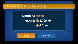 Star Club\Solitaire Dark\Pyramid: #17 Pyramid - Expert - Clear11 Sixes in 2 deals