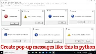 Create Pop-up Messages in python programming language using Tkinter(Error,Warning and etc messages)