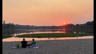 Red Sunset at Deer Lake BC Canada ||4K Video