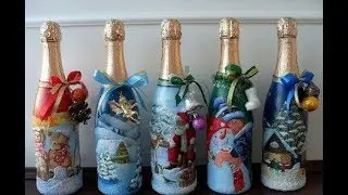 DIY Декупаж бутылки или как украсить бутылку шампанского
