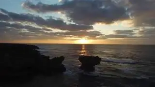 ドローン空撮　沖永良部島　ウジジ浜の夜明け
