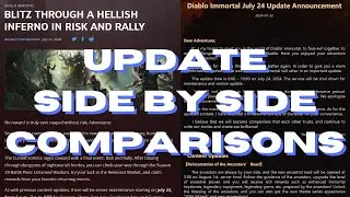 July 24th Upcoming Patch Notes Side by Side Comparisons | Diablo Immortal