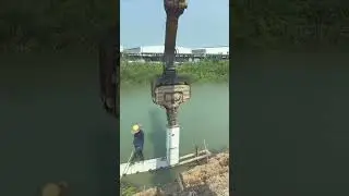 Driving Concrete Sheet Pile || Using Top Grip Excavator || 
