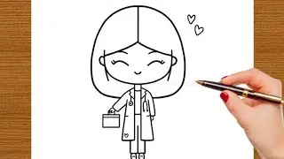 how to draw cute girl doctor doll easy art || outline art master  