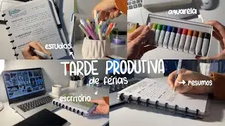 TARDE PRODUTIVA DE ESTUDOS NAS FÉRIAS | revisando matéria, como faço minhas anotações e aquarela