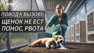 Повод к вызову: щенок не ест, понос, рвота