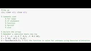 Gaussian elimination in Matlab using nested for loops