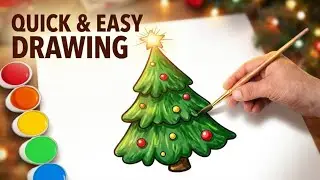 Draw a Christmas Tree step by step for beginners