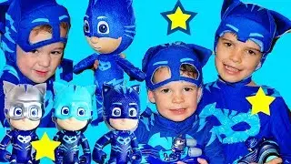 PJ Masks Hide N Seek CATBOY & Gekko Disney Toys in Giant Box Fort!