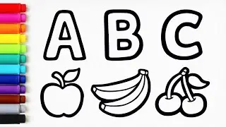 ABC Fruits Drawing and Coloring for Kids & Toddlers | Drawing Tutorial Art