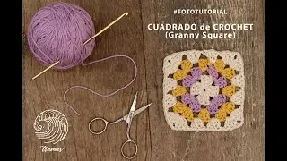 CROCHET  - CUADRADITO GRANNY / Granny square/ Quadrado crochê EN ESPAÑOL (SUB PORTUGUES) TRAMAR