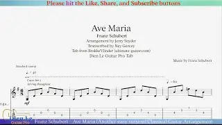 Franz Schubert - Ave Maria (Another easy version) Classical Guitar Arrangement with Tab