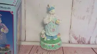 1996 Happy Easter Easter Bunny Musicals Music Box  9.5" Resin in Original Box