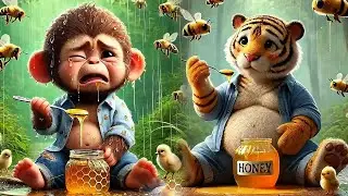 The Little Monkey Was Stung By A Bee. It's So Pitiful#creativity #cute #cartoon#funny