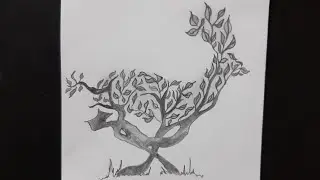 How To Draw A Tree In Deer Frame /5 Minutes Art - Easy Drawing In Quarantine