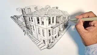 Pen Sketch of a Building in Perspective