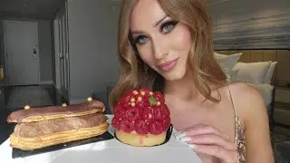 ASMR Eating Beautiful Desserts At The Bellagio! 🍰🍮
