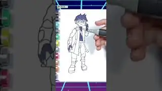 Menggambar dam mewarnai karakter kartun Boboiboy, Fang part 1 #shorts