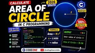 Calculate Area of circle in C Programming | Sky Programming Hub | 2022