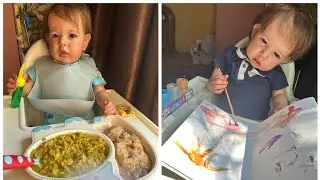 День с реборном Энем// Развивашки с реборном//Реборн Эней рисует 👶🏻☀️