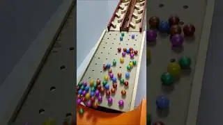 Marble Run Race ASMR - Wooden Wave Course Colorful Marbles #marblerunraceasmr #marblerun