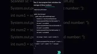 2. Java program to find the average of three numbers|