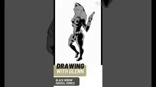 Drawing Marvel's Black Widow (Shorts Process Video) 