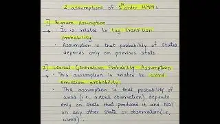 2 Assumptions of 1st Order HMM (Hidden Markov Model) #naturallanguageprocessing #nlponlinetraining