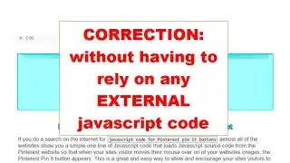 Pinterest Pin-It Button on Image Hover NO External Javascript Code; NO PIN IT External Dependencies