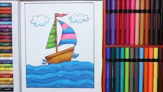 Beautiful Boat Drawing with brush pens|#drawing #art #artwork #subscribe
