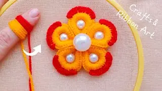 It's so Beautiful 💖🌟 Super Easy Woolen Flower Making Idea with Finger - Hand Embroidery Flowers