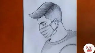A boy wearing a mask sketch for beginners// How to draw a boy step by step