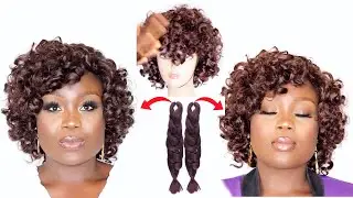 DIY - FULL BOUNCY CURLY WIG USING Xpression BRAIDING HAIR | CROCHET SHORT HAIRSTYLES
