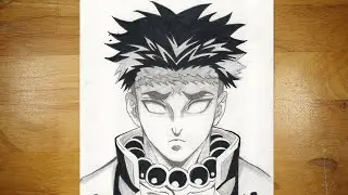 Anime Drawing | How to Draw Gyomei Himejima Hashira | Demon Slayer