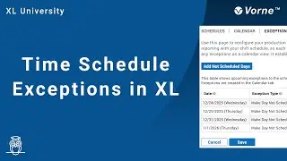 Time Schedule Exceptions in Vorne XL