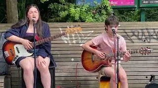 Chalk Outlines - Ren & Chinchilla beautiful cover by El Galvarino busking in Brighton!
