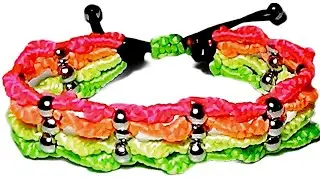 Pulsera de 4 filas de colores y cuentas ajustable  Como hacer pulseras de macramé tutorial fácil diy