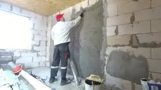 Делаю отделку комнаты.  Штукатурка газосиликатных стен со всеми тонкостями. Построил комнату 15 м2.