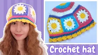 Daisy Flower Hat with Crochet🌻🌻