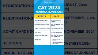 CAT 2024 NOTIFICATION OUT | ALL IMPORTANT DATES #cat2024notification #cat2024registration #cat2024