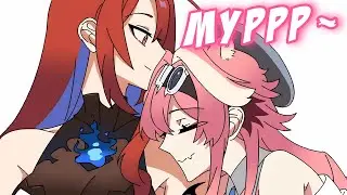 Раора и Элизабет ласкаются у всех на глазах! [HololiveJustice/RU Sub]