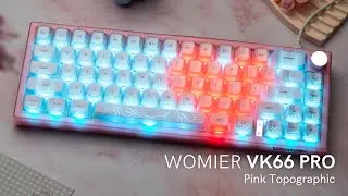 Pink Topographic Themed RGB Keyboard | Womier VK66 Pro