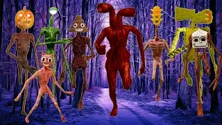 Team Siren Head Cartoon Cat SCP Light Head TV Head Pipe Head Among as running a marathon