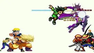 Mugen battle Goku Luffy Naruto and Ichigo vs Jotaro Gon Kenshin and Yusuke