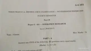 degree 4th semester Operation Research important questions