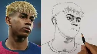 How To Draw Lamine Yamal Step By Step | Lamine Yamal Portrait Drawing