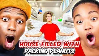 A ENTIRE HOUSE FILLED WITH 10 MILLION PACKING PEANUTS ?! | Maha & Badger Reacts